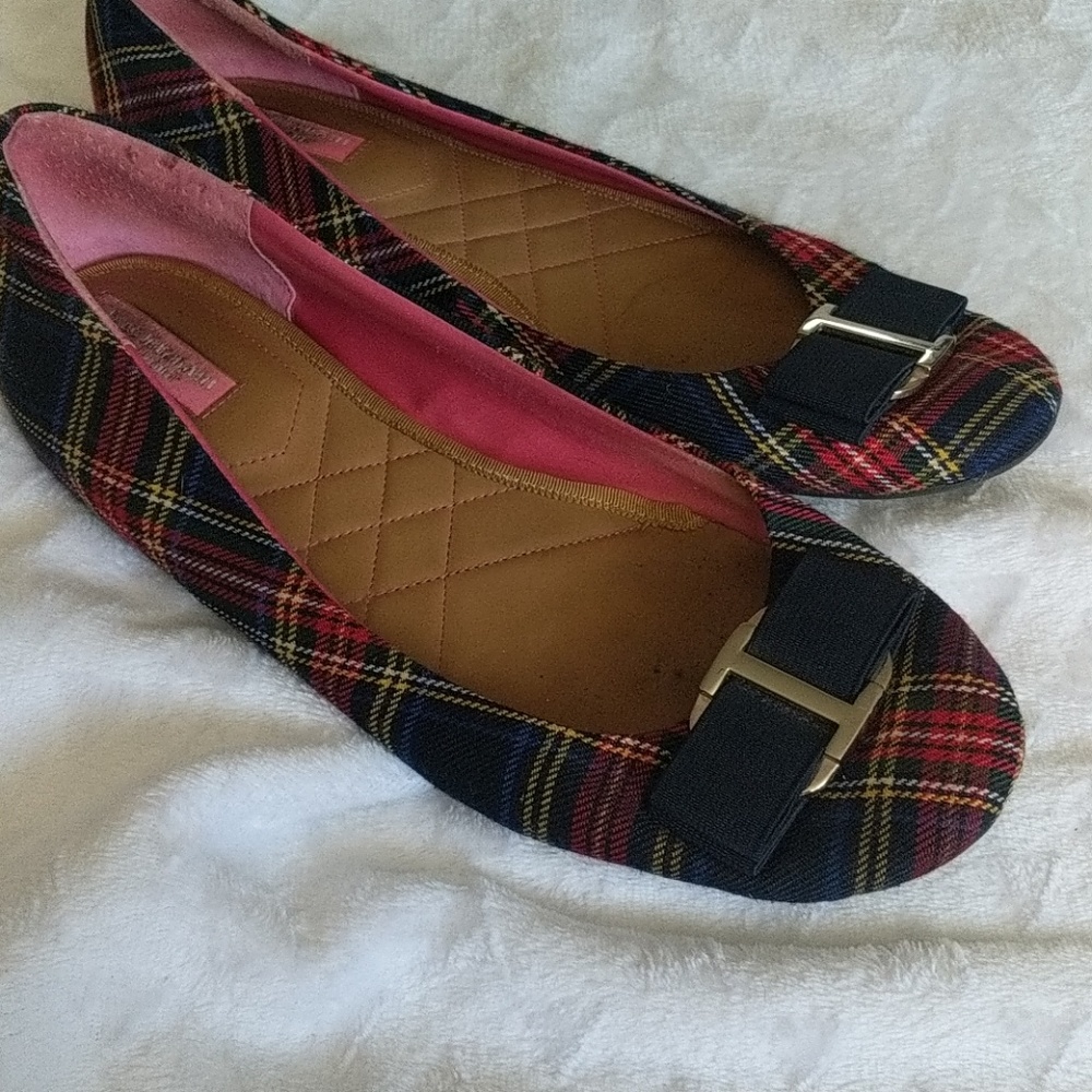 Isaac Mizrahi ballet flats plaid size 10